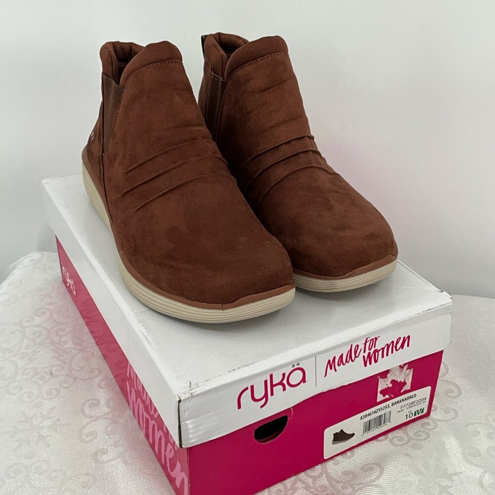 Ryka NIAH 10W Banana Bred Brown Water Repellentโ Ankle Boots Slip-On Comfort Fit
